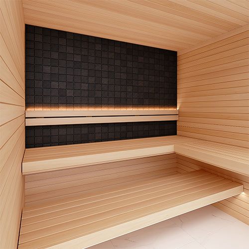 PROSAUNAS Cubist Black Sauna Wall Panels, Square Pattern