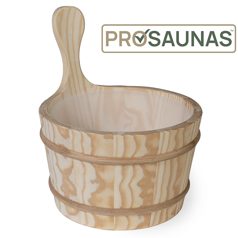 Wood Sauna Bucket - Straight Handle
