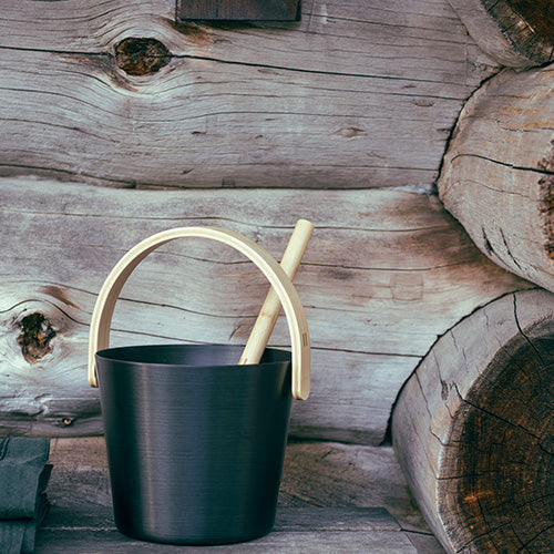 Sauna Bucket & Ladle - Curved Handle