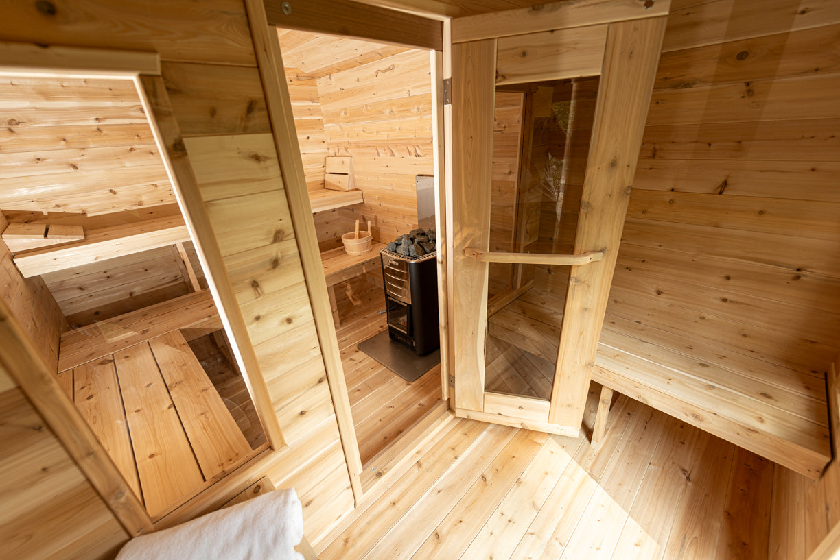 Sauna estilo cabaña georgiana con vestuario