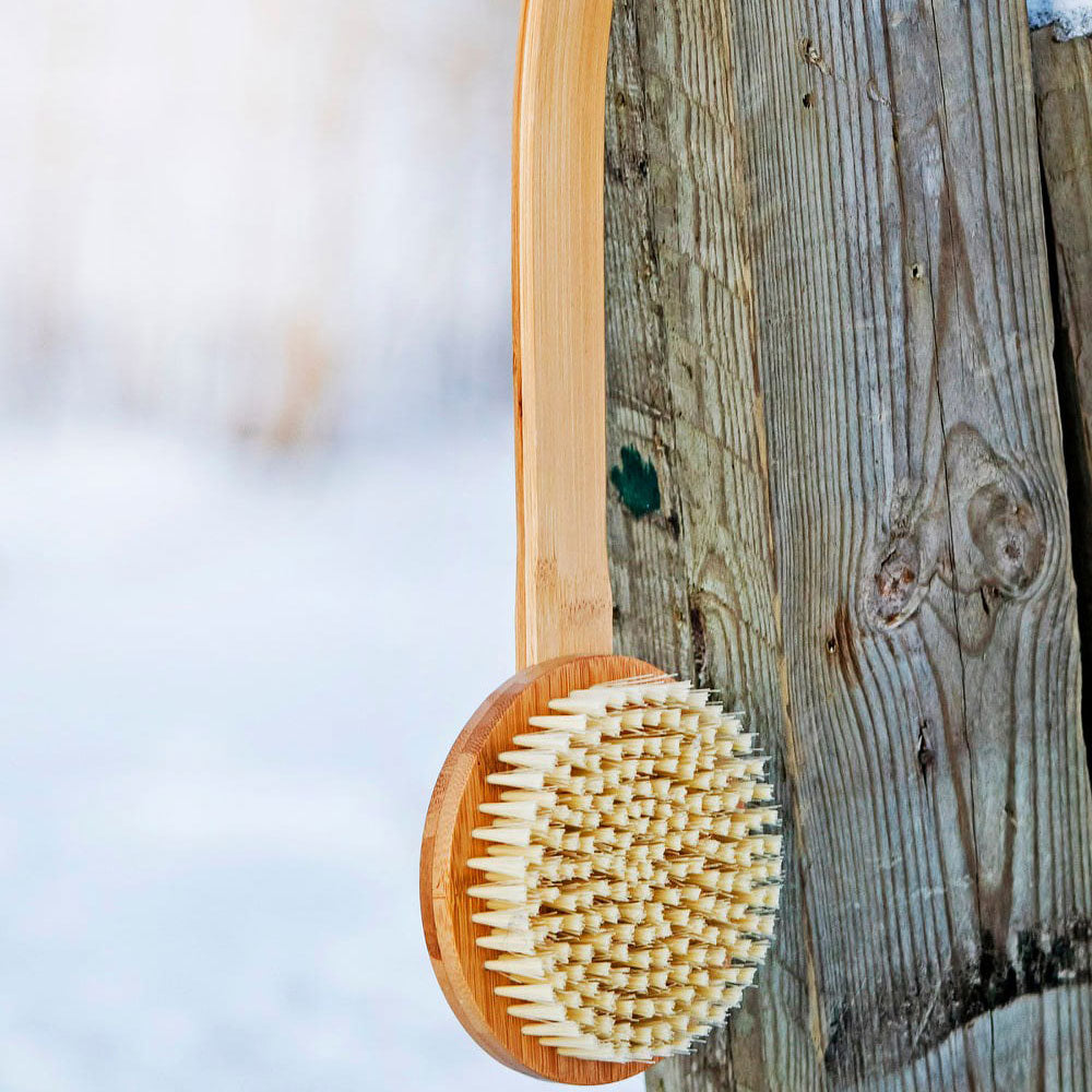 KOLO Bath Brush Bambu 2 Sauna Bath Brush with Handle, Natural Bamboo