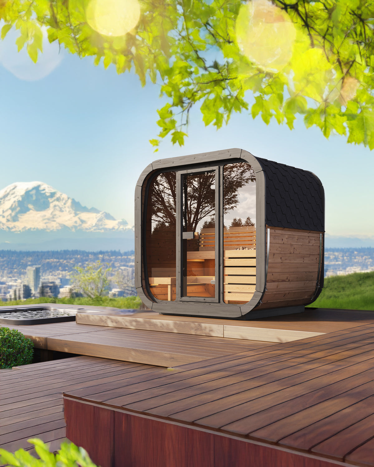 SaunaLife Model CL5G Cube Luxury Outdoor Sauna Kit - 4-person