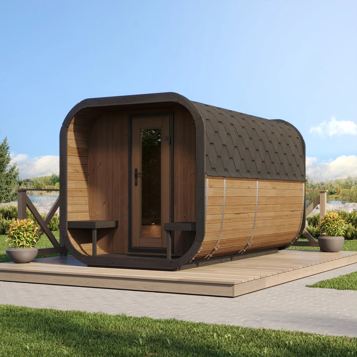 SaunaLife Model CL12GCP Cube Luxury Series Outdoor Sauna Kit - 8-person SaunaLife