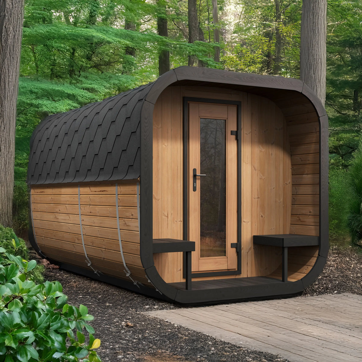 SaunaLife Model CL12GCP Cube Luxury Series Outdoor Sauna Kit - 8-person SaunaLife
