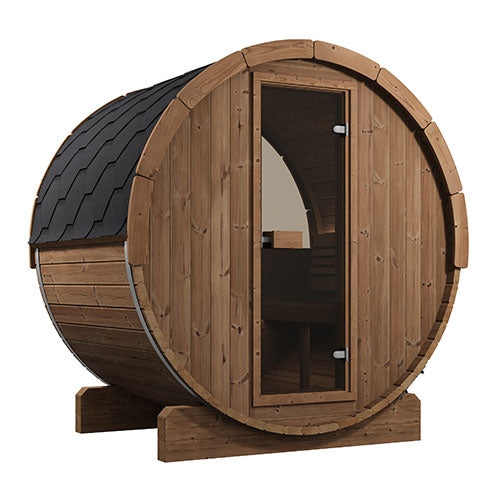 SaunaLife Model E6W Ergo Series Outdoor Sauna Barrel Kit, Rear Window 3-Person