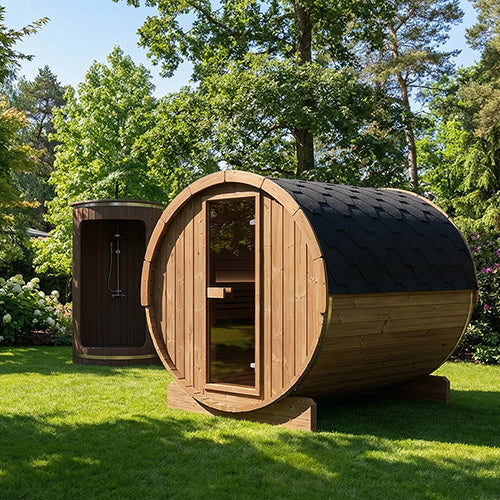 SaunaLife Model E8 Ergo Series Outdoor Sauna Barrel Kit, Up to 6 Persons