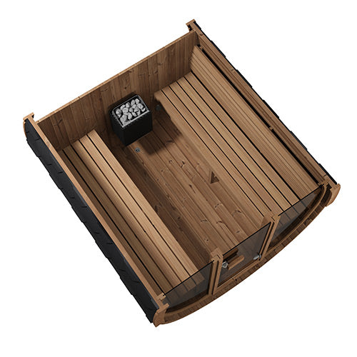 SaunaLife Model E8G Ergo Series Outdoor Sauna Barrel Kit, Glass Front, Up to 6 Persons