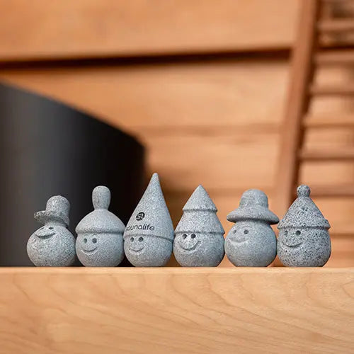 SaunaLife Stoney & Friends Sauna Gnomes, Carved Soapstone, Set of 6 Hukka