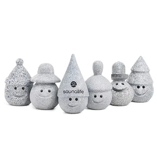 SaunaLife Stoney & Friends Sauna Gnomes, Carved Soapstone, Set of 6 Hukka