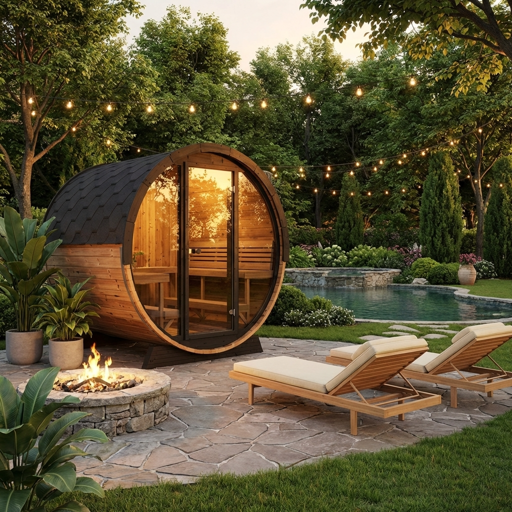 SaunaLife Traditional Outdoor Barrel Sauna ERGO EE8G