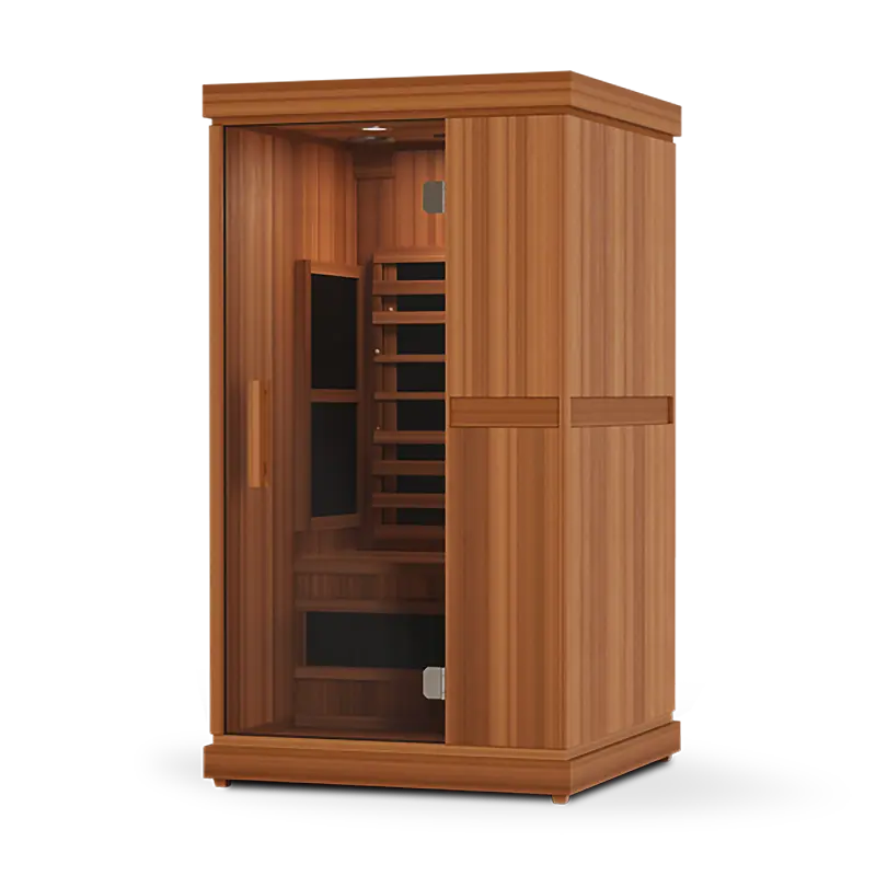 Wooden infrared sauna on a transparent background