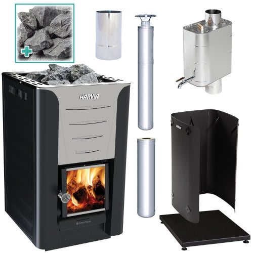 Harvia Pro 20 Wood-Burning Sauna Stove Package, 24kW
