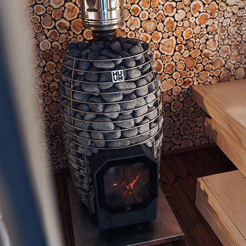 HUUM HIVE Flow LS Wood-Burning Sauna Stove Package w/ Firebox Extension, 9.8kW