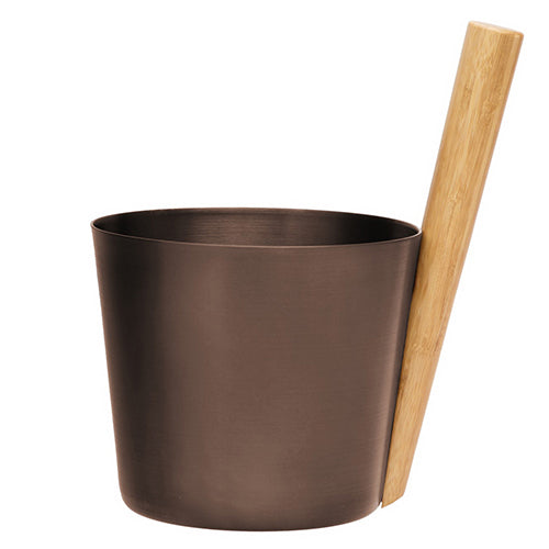 Rento Straight Handle Sauna Bucket, Aluminum, Thermo Bamboo, 5 Liter