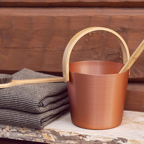 Sauna Bucket & Ladle - Curved Handle