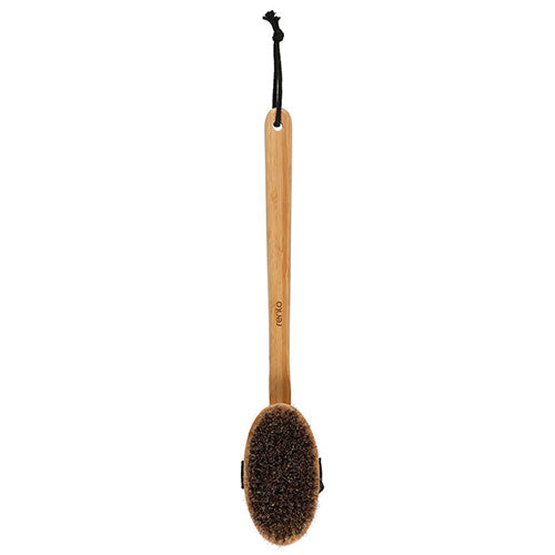 Rento Bath Brush Detachable Handle Bath Brush, Oil-Treated Bamboo, Natural Bristles, Hand Loop, Detachable Handle