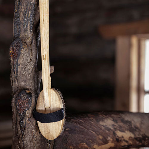 Rento Bath Brush Detachable Handle Bath Brush, Oil-Treated Bamboo, Natural Bristles, Hand Loop, Detachable Handle