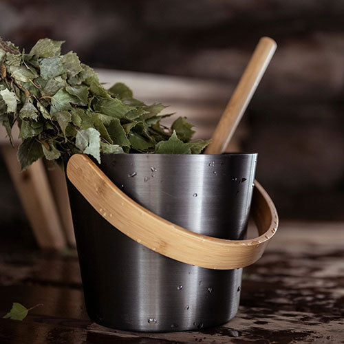 Sauna Bucket & Ladle - Curved Handle