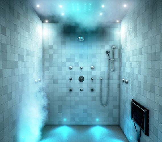 ThermaSol HydroVive 18" Shower Head with Light, Sound, Rain System