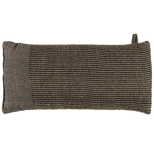 Rectangular pillow with textured brown surface and plain gray side on a white background