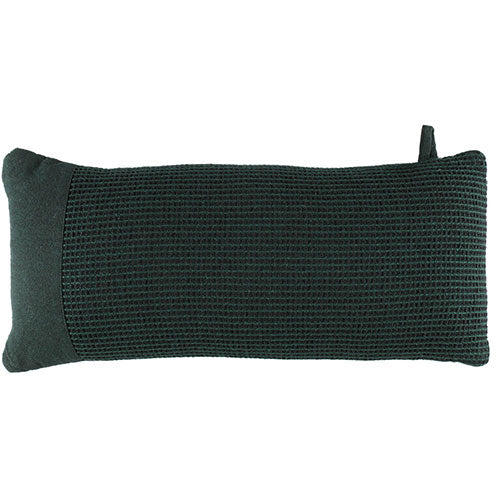 Dark green textured rectangular pillow on a white background