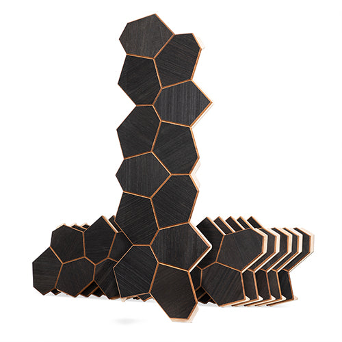 PROSAUNAS Modern Black Sauna Wall Panels, Irregular Hexagon Pattern