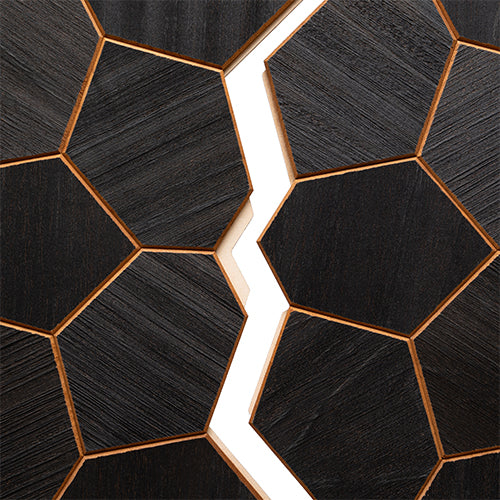 PROSAUNAS Modern Black Sauna Wall Panels, Irregular Hexagon Pattern