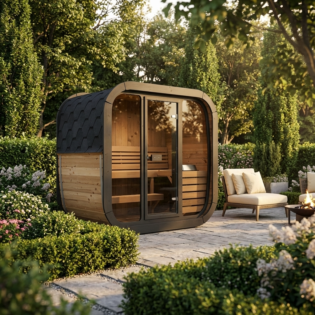 SaunaLife CL4G Traditional Outdoor Cube Barrel Sauna