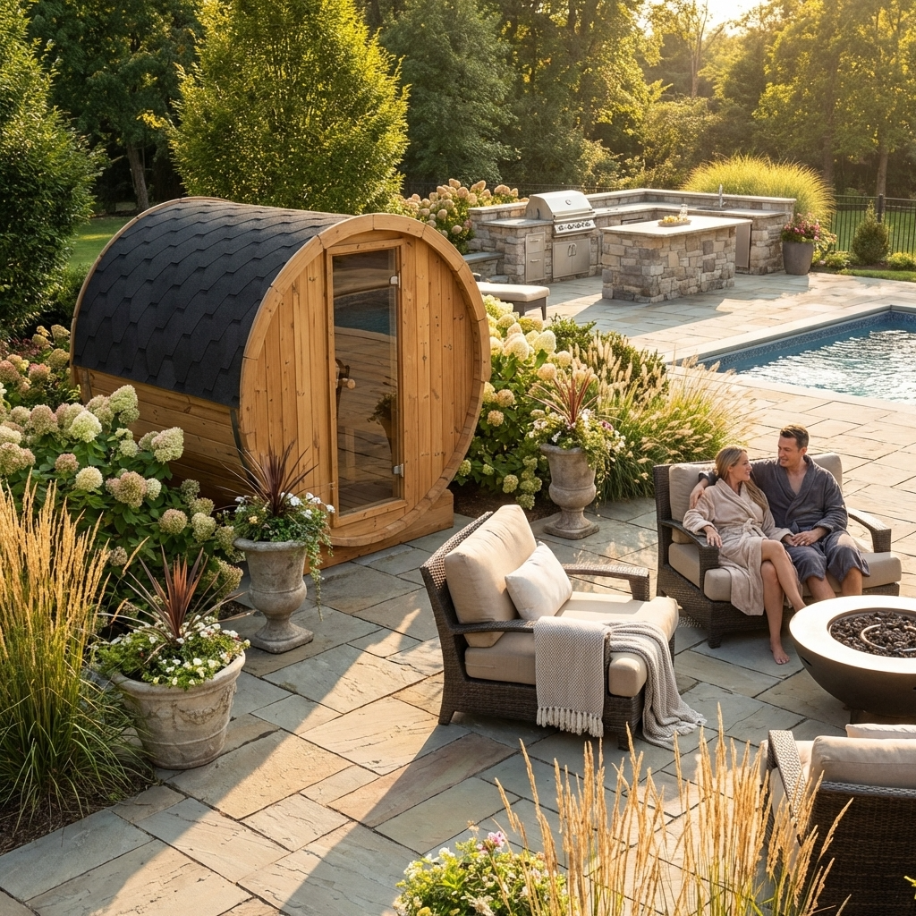 SaunaLife E6 Traditional Outdoor Barrel Sauna