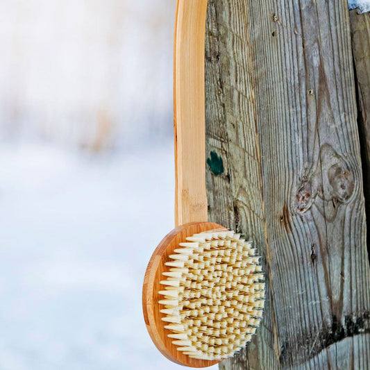 KOLO Bath Brush Bambu 2 Sauna Bath Brush with Handle, Natural Bamboo