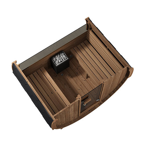 SaunaLife Model E6W Ergo Series Outdoor Sauna Barrel Kit, Rear Window 3-Person