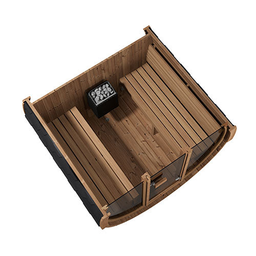 SaunaLife Model E7G Ergo Series Outdoor Sauna Barrel Kit, Glass Front, 4-Person