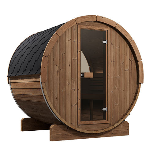 SaunaLife Model E7W Ergo Series Outdoor Sauna Barrel Kit, Rear Window 4-Person