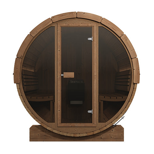 SaunaLife Model E8G Ergo Series Outdoor Sauna Barrel Kit, Glass Front, Up to 6 Persons
