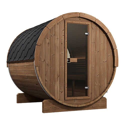 SaunaLife Model E8W Ergo Series Outdoor Sauna Barrel Kit, Rear Window 6-Person