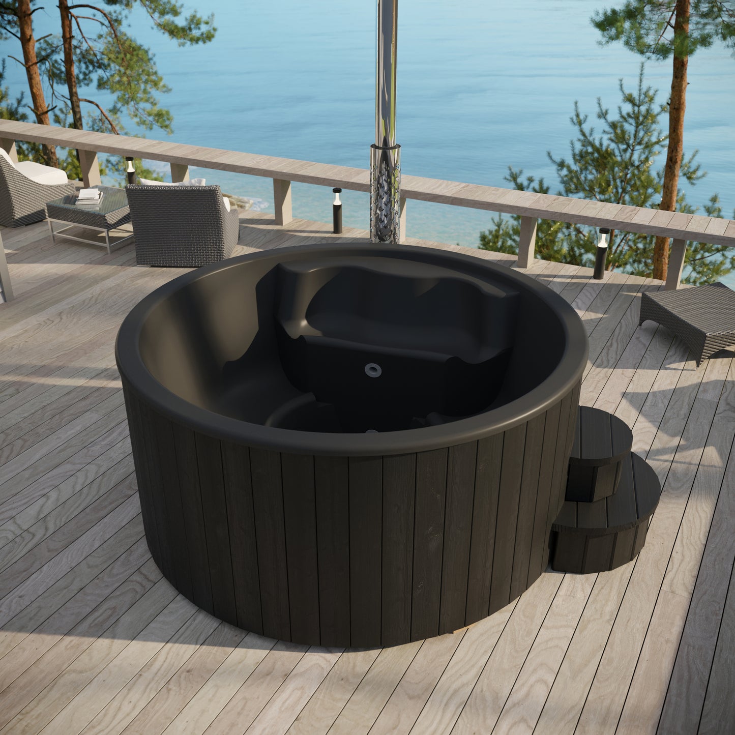 SaunaLife Model S4B Soak-Series Wood-Burning Hot Tub
