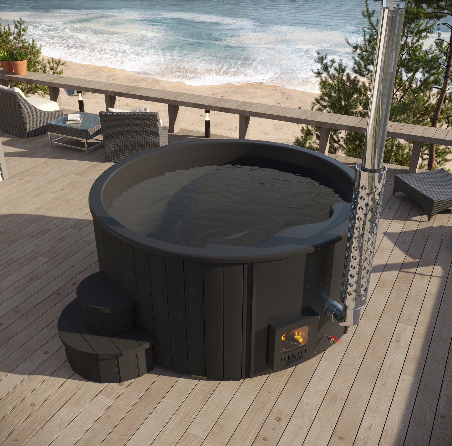 SaunaLife Model S4B Soak-Series Wood-Burning Hot Tub