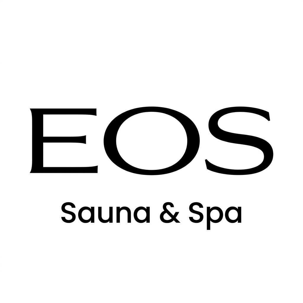 Black text reading 'EOS Sauna & Spa' on a plain white background.