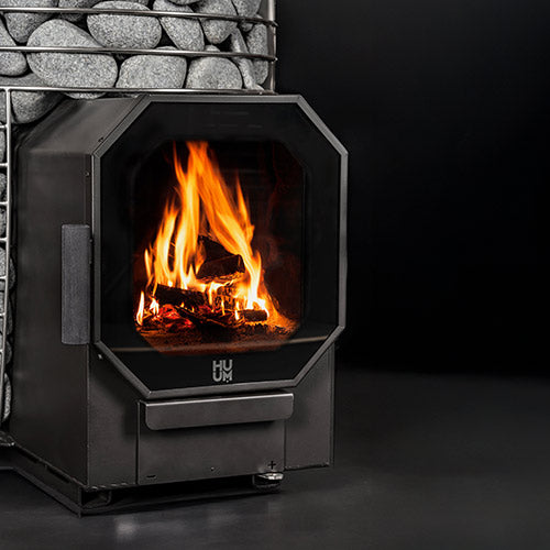 HUUM HIVE Flow LS Wood-Burning Sauna Stove Package w/ Firebox Extension, 9.8kW