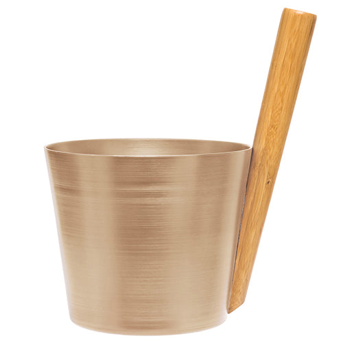 Straight Handle Sauna Bucket, Aluminum, Thermo Bamboo, 5 Liter