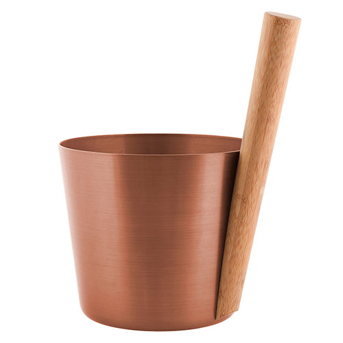 Rento Straight Handle Sauna Bucket, Aluminum, Thermo Bamboo, 5 Liter