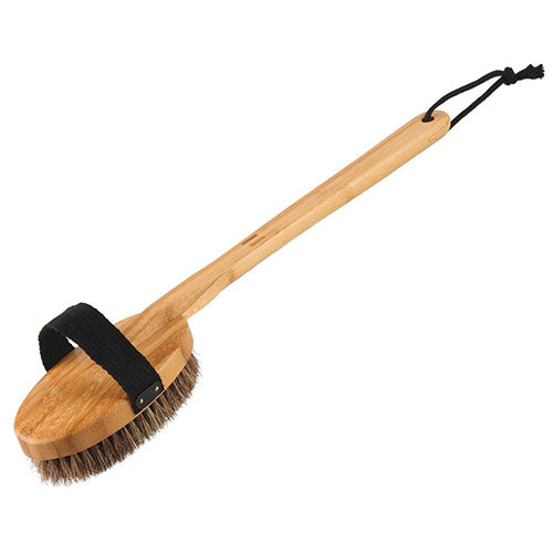Rento Bath Brush Detachable Handle Bath Brush, Oil-Treated Bamboo, Natural Bristles, Hand Loop, Detachable Handle